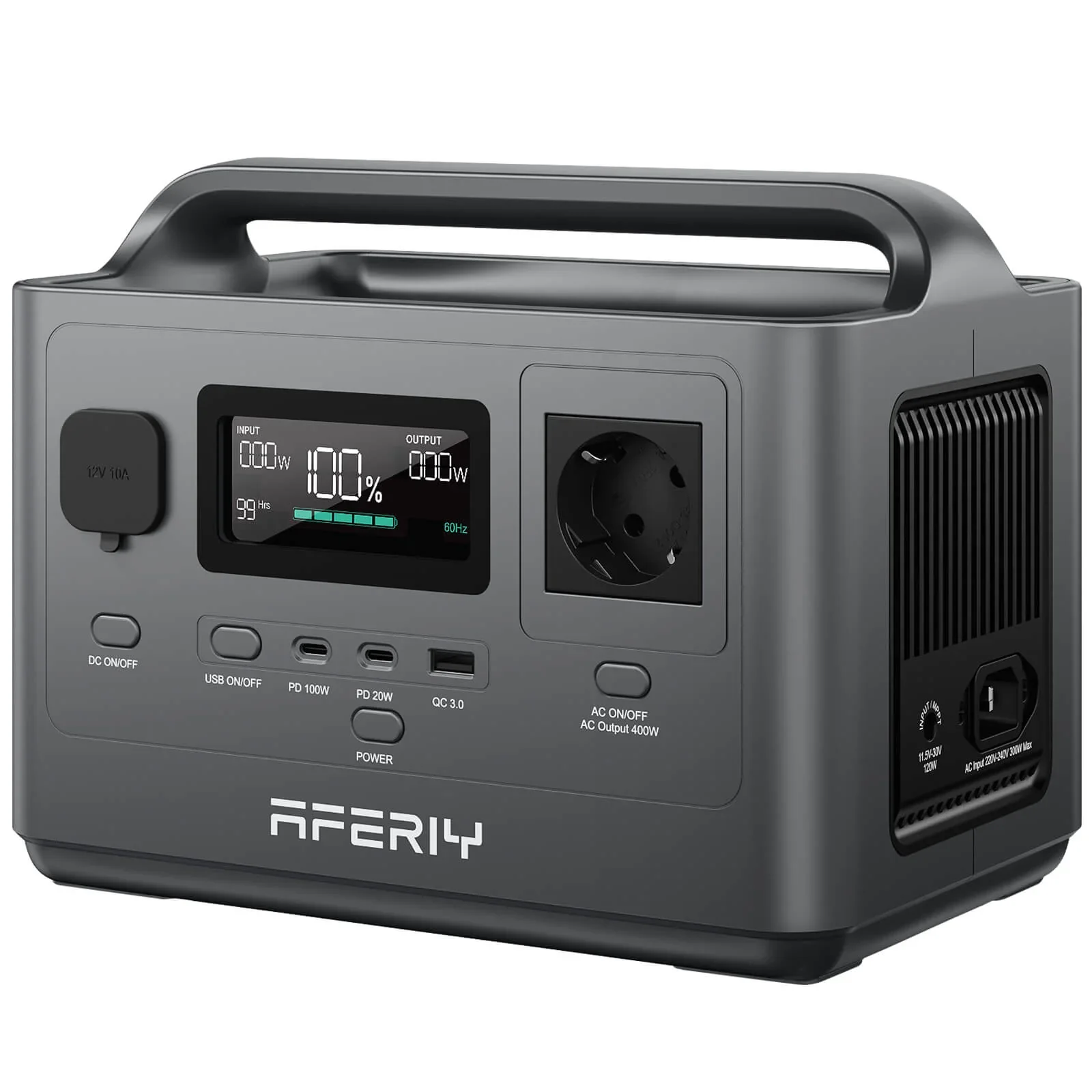 AFERIY P040 Centrale électrique portable 400 W 256 Wh, batterie LiFePO4 plus de 4000 cycles, 6 sorties UPS, charge rapide 1,2 heures, 4 kg pour le camping