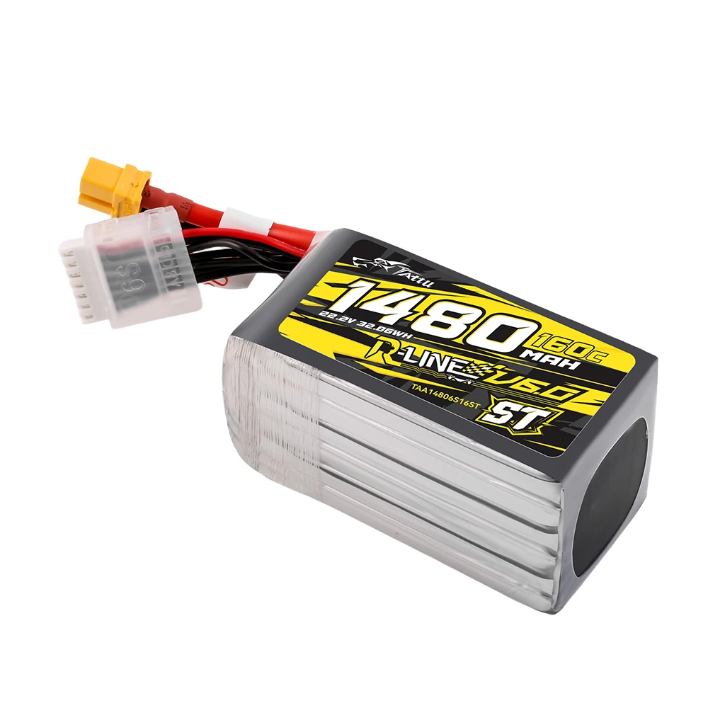 Tattu R-Line Version 6.0 1480mAh 160C 6S 22.2V ST/SQ Lipo Battery  For RC Helicopter Quadcopter FPV Racing Drone with XT60 Plug