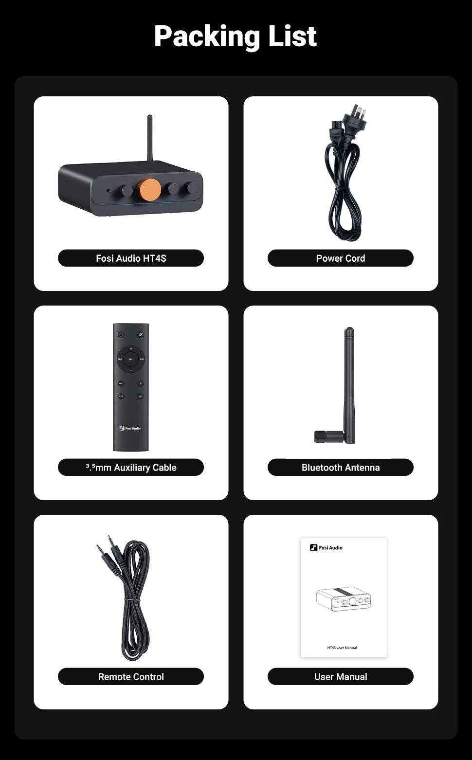Fosi Audio HT4S Bluetooth 4.1 Amplificador de som doméstico, mini