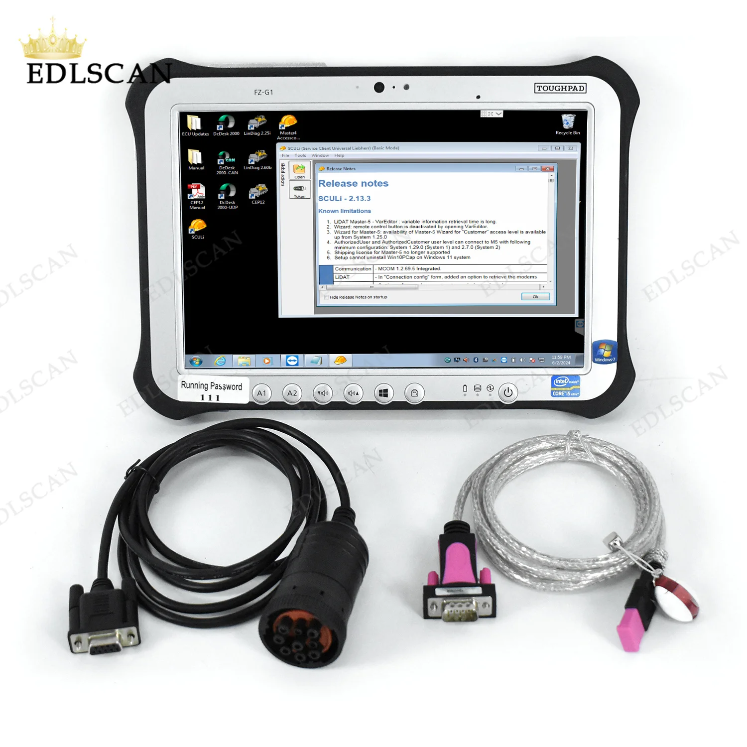 Newest software v2.13.3 with USB dongle kit For LIEBHERR Sculi CRANE Excavator truck Bulldozer and FZG1 Tablet DIAGNOSTIC KIT