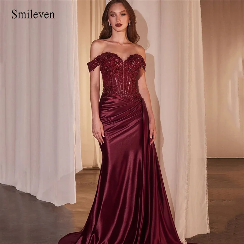 Smileven-vestido de noche elegante con hombros descubiertos para mujer, traje de graduación con escote Corazón, largo hasta el suelo, personalizado,