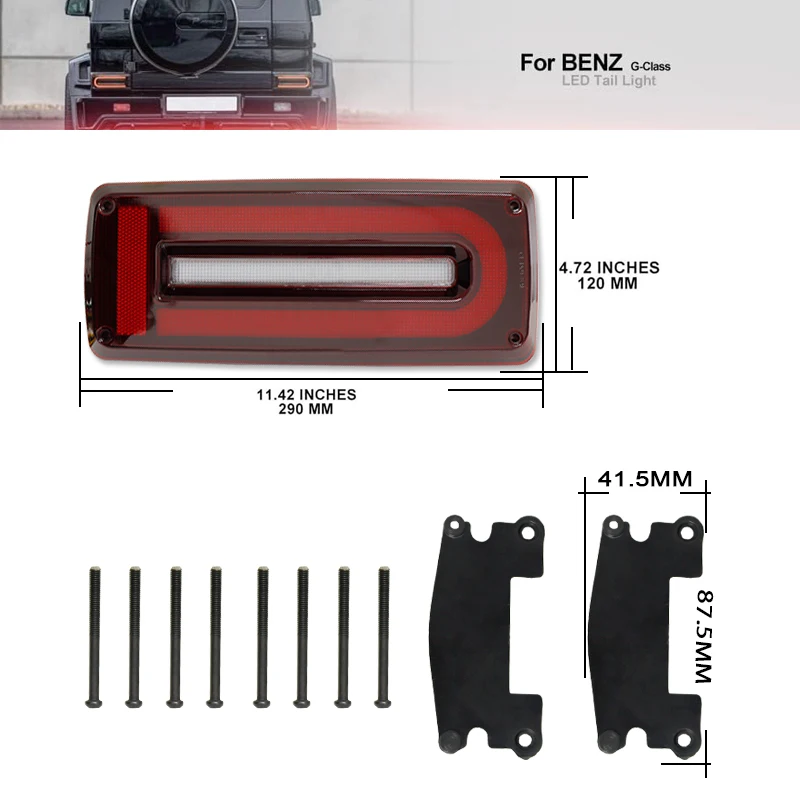 أضواء خلفية LED لمرسيدس بنز W463 G الفئة G500 G550 G55 G63 AMG 1990-2018 القيادة الفرامل عكس الديناميكي بدوره مصباح إشارة