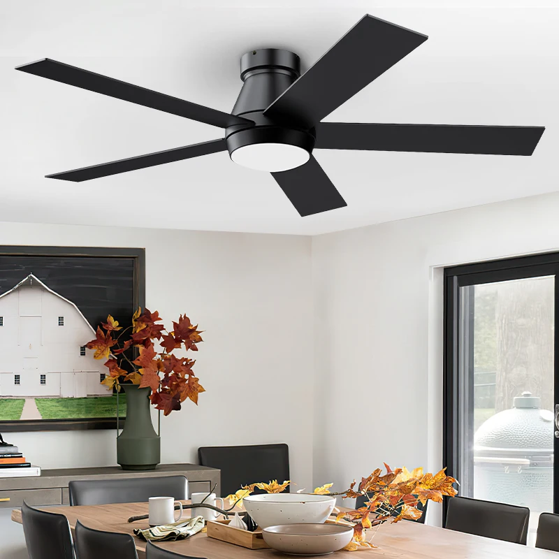 TCL الحديثة الأسود 52 بوصة الذكية LED مروحة السقف مع أضواء 5 شفرات 6 سرعات التحكم عن بعد موتور تيار مباشر لغرفة المعيشة غرفة نوم