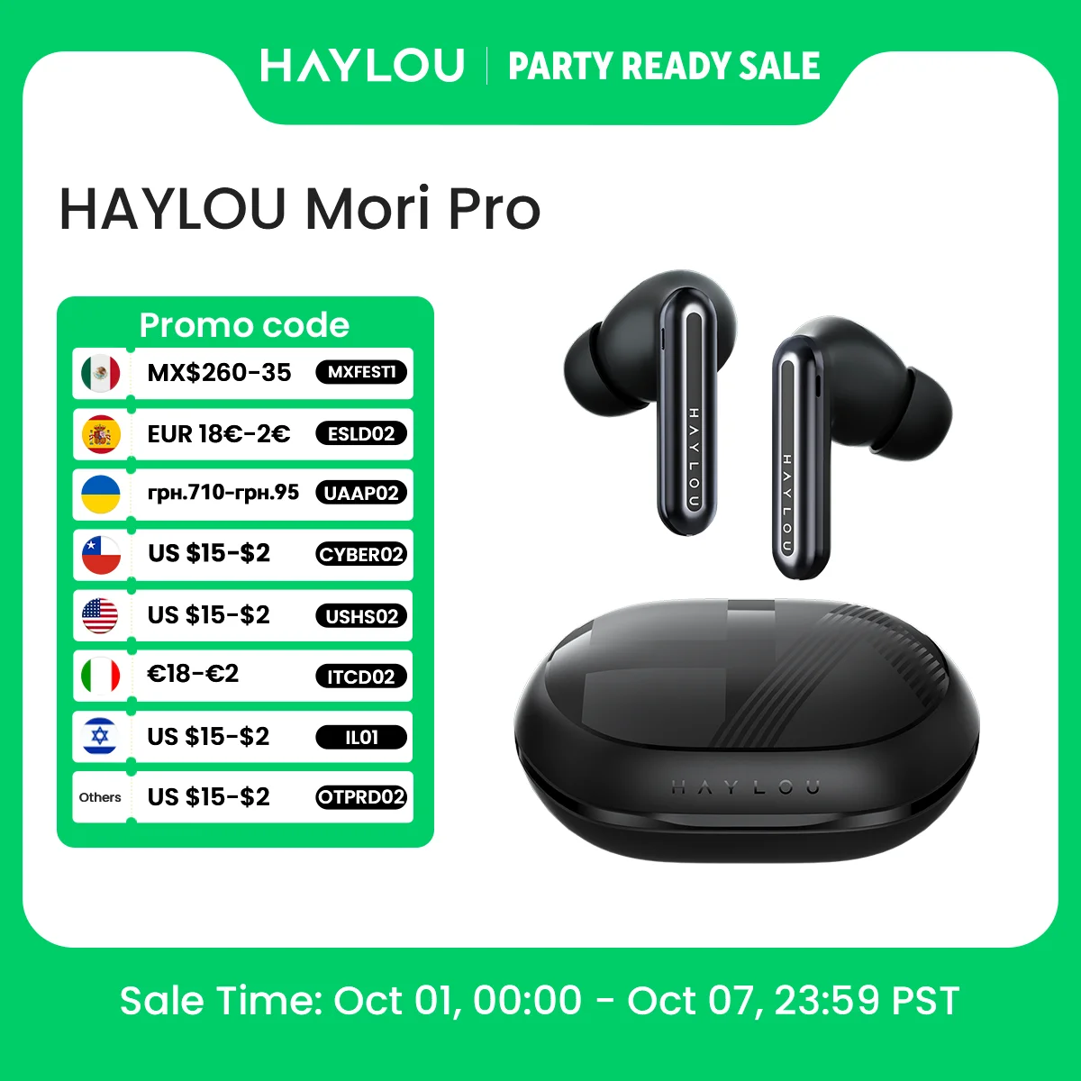 HAYLOU Mori Pro Auriculares Bluetooth 5.4, Auriculares com Cancelamento de Ruído Ativo, Auriculares Sem Fio, Bateria 35H, 43dB A