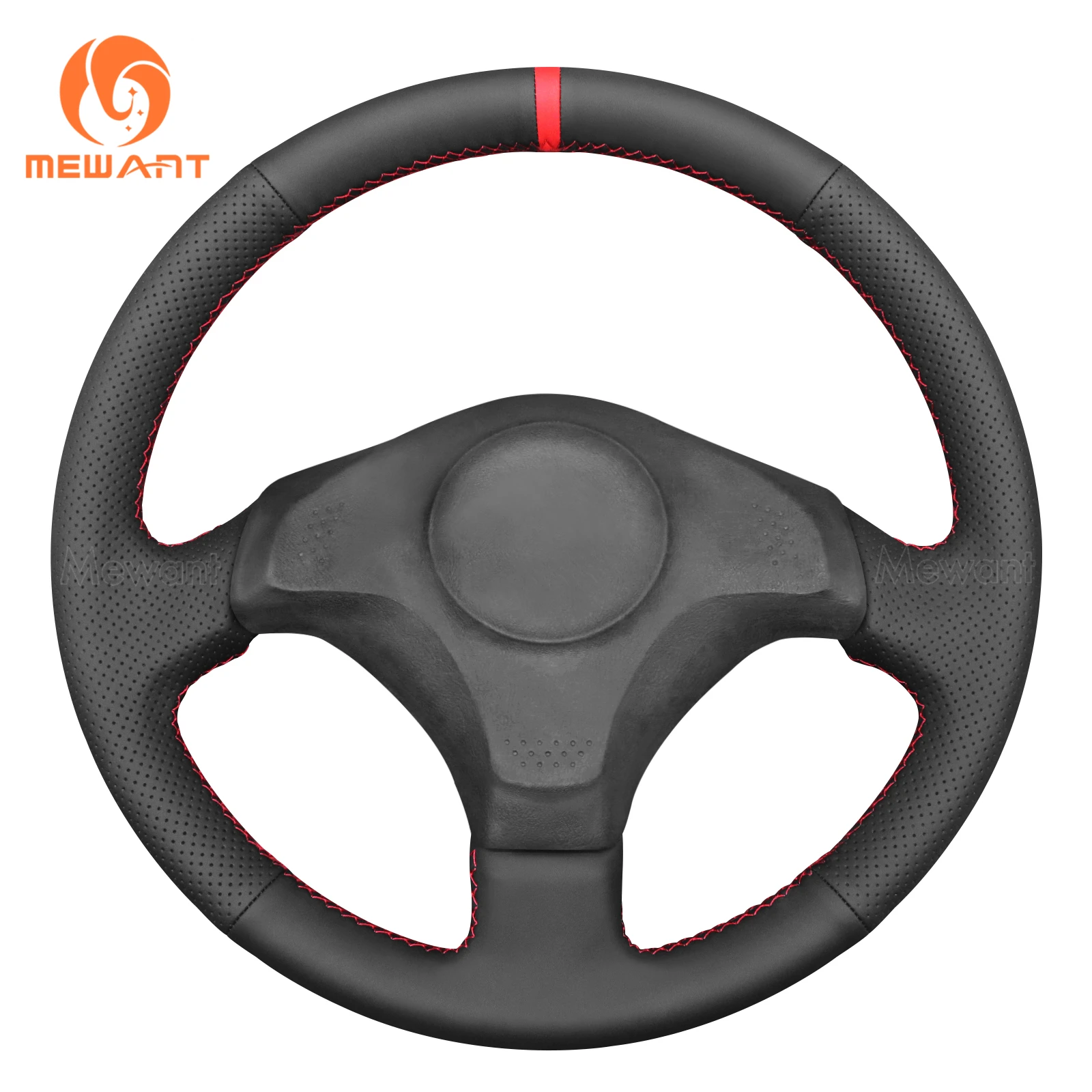 Mewant Black Real Genuine Leather Car Steering Wheel Cover for Mitsubishi Veryca