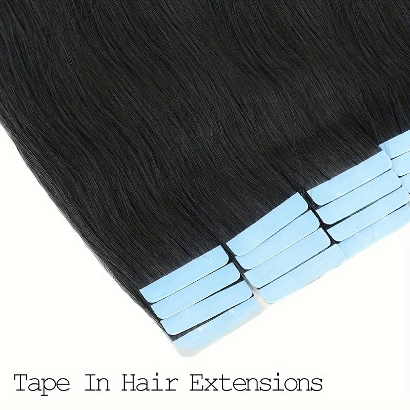 Tape In Hair Extensions Menselijk Haar Steil Natuurlijk Zwart 100% Braziliaanse Remy Menselijk Haar 20 Stuks 50 G/pak Naadloze Huid Inslag