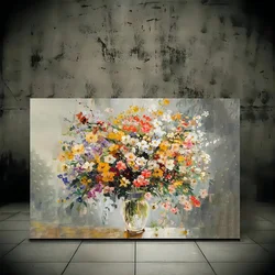 Vibrant Floral Oil Painting on Canvas 11.8