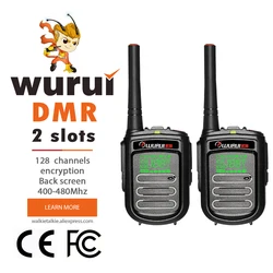 2 pcs Wurui DP168 DMR walkie talkie digital portable mini professional Two-way radio radios ham handy Mobile police uhf vhf 10km