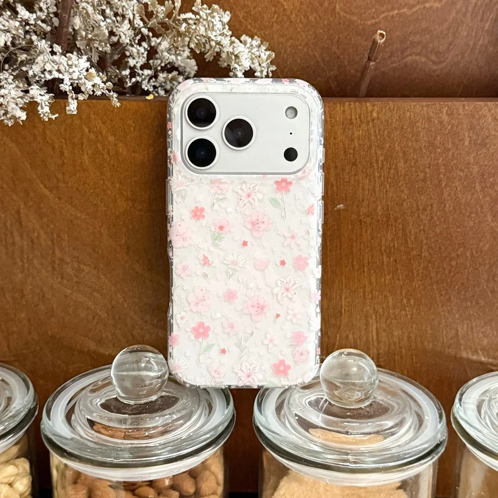 

Fresh and sweet full-screen flower phone case, suitable for iPhone 14/15/16/17 ProMax, sweet and fashionable new protective case