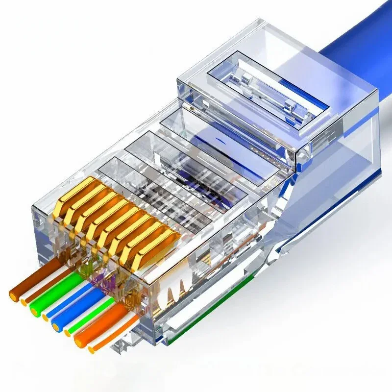ZOERAX 50/100 szt. Złącze przelotowe RJ45 23AWG Cat6 Cat5e RJ45 wtyczki modułowe pozłacane końcówki 8P8C RJ45 — zdjęcie 2