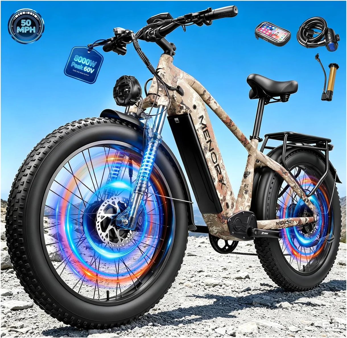 8000W PEAK 60V 32AH DUAL MOTOR EB!KE FOR ADULTS 50 MPH 120M!LE LONG RANGE