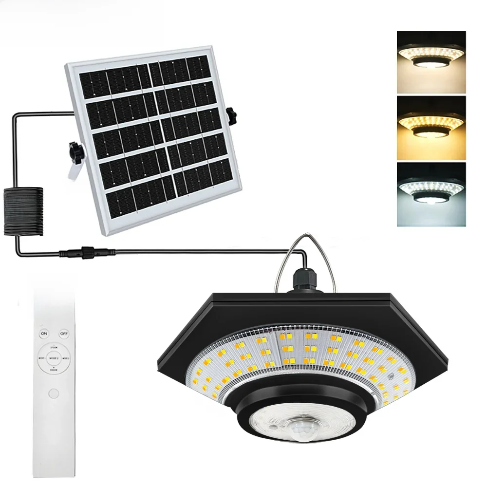 Hanglampen op zonne-energie Buitenlamp op zonne-energie Bewegingssensor 288 LED's Dimbare schuurlamp voor binnen Waterdicht tuinhuisje Tuin Garage Pat - afbeelding 2
