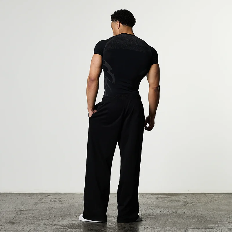 Herren Flammen-Farbverlauf Kompressions-Gym-T-Shirt Schnelltrocknend Atmungsaktiv Hochelastisch Slim Fit Athletisches Lauf- und Trainings-Sportshirt – Detail 21