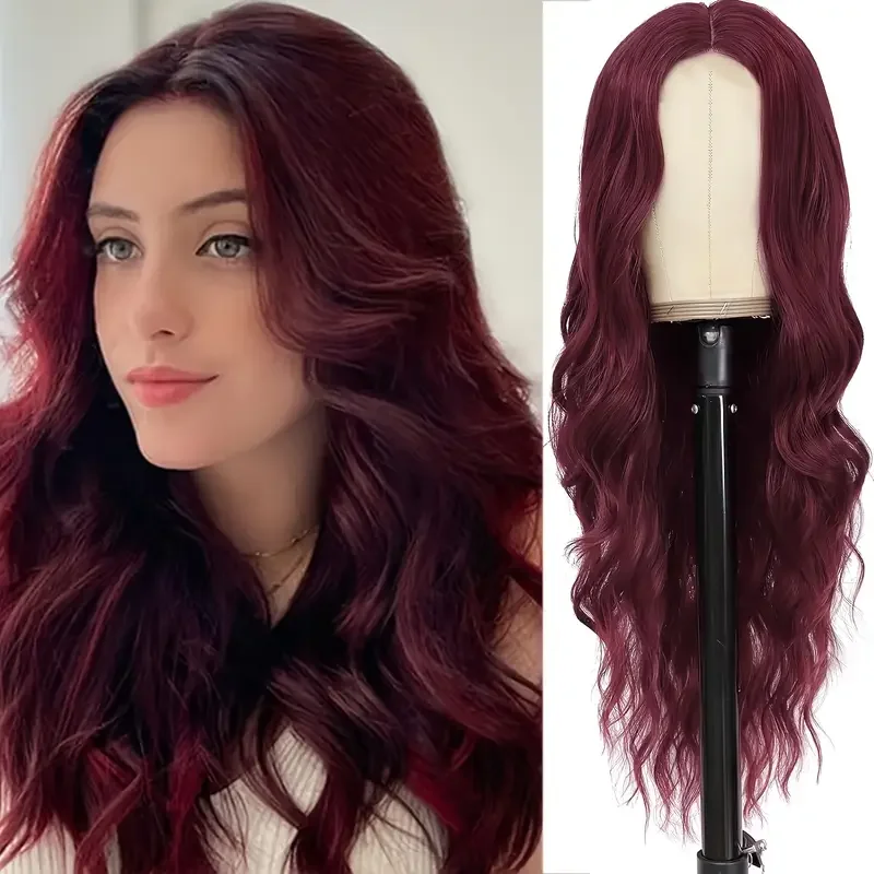 

Chic Burgundy 28" Long Body Wave Curly Wig for Women - Perfect for Daily Wear, Parties, Halloween & Christmas Cosplay