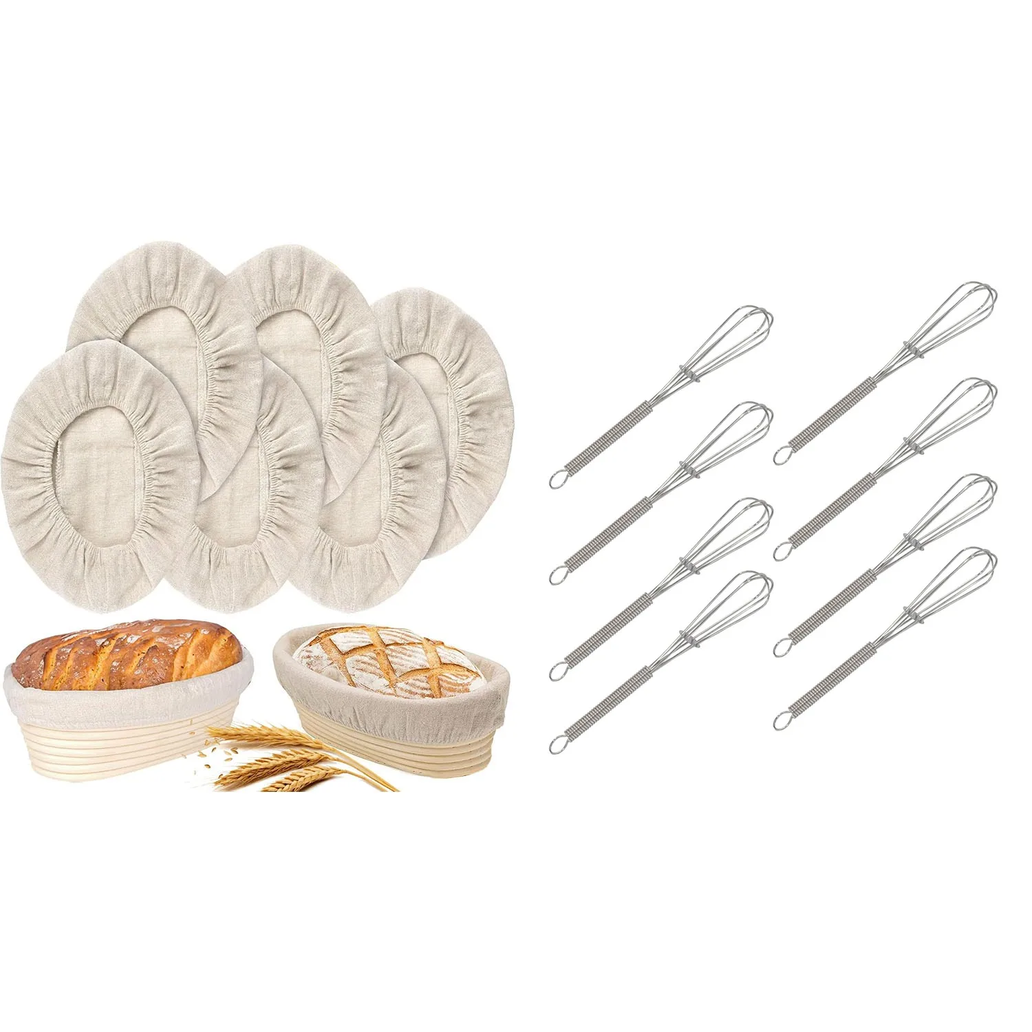 

Proofing Basket,Bread Basket & Small Whisk,Mini Whisk, Bread Proofing Basket Cloth Liner, Baking Dough Basket Cover