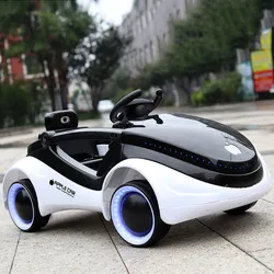 Science fiction children's electric car four-wheel flash with remote control can sit human boy and girl baby rocking charging to