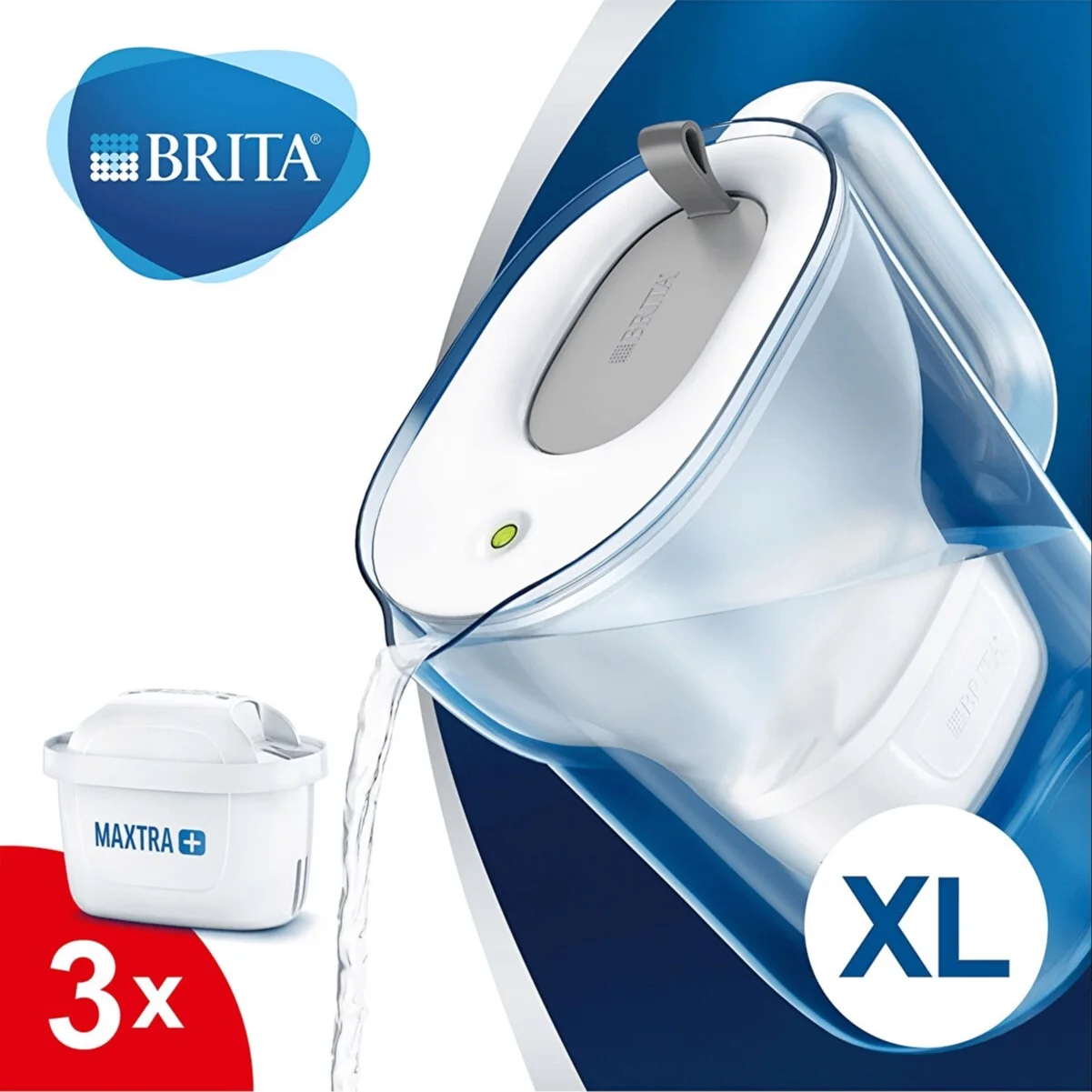 BRITA Style XL Water Filter Bottle Jug MAXTRA+ With With Replacement Water Filter Cartridges Reduce Chlorine