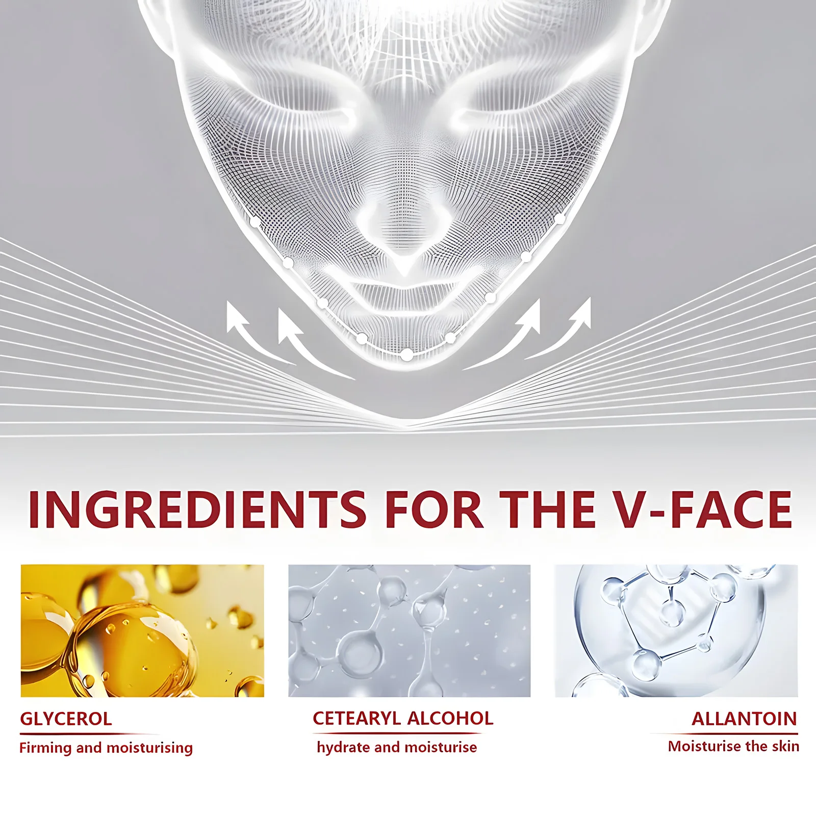 Natural V-Face Lifting Cream - Sodium Hyaluronate + Fermented Lactobacillus Products. Lightly Moisturizing and Firming for a Small V-Face, Giving It a Radiant and Hydrated Look