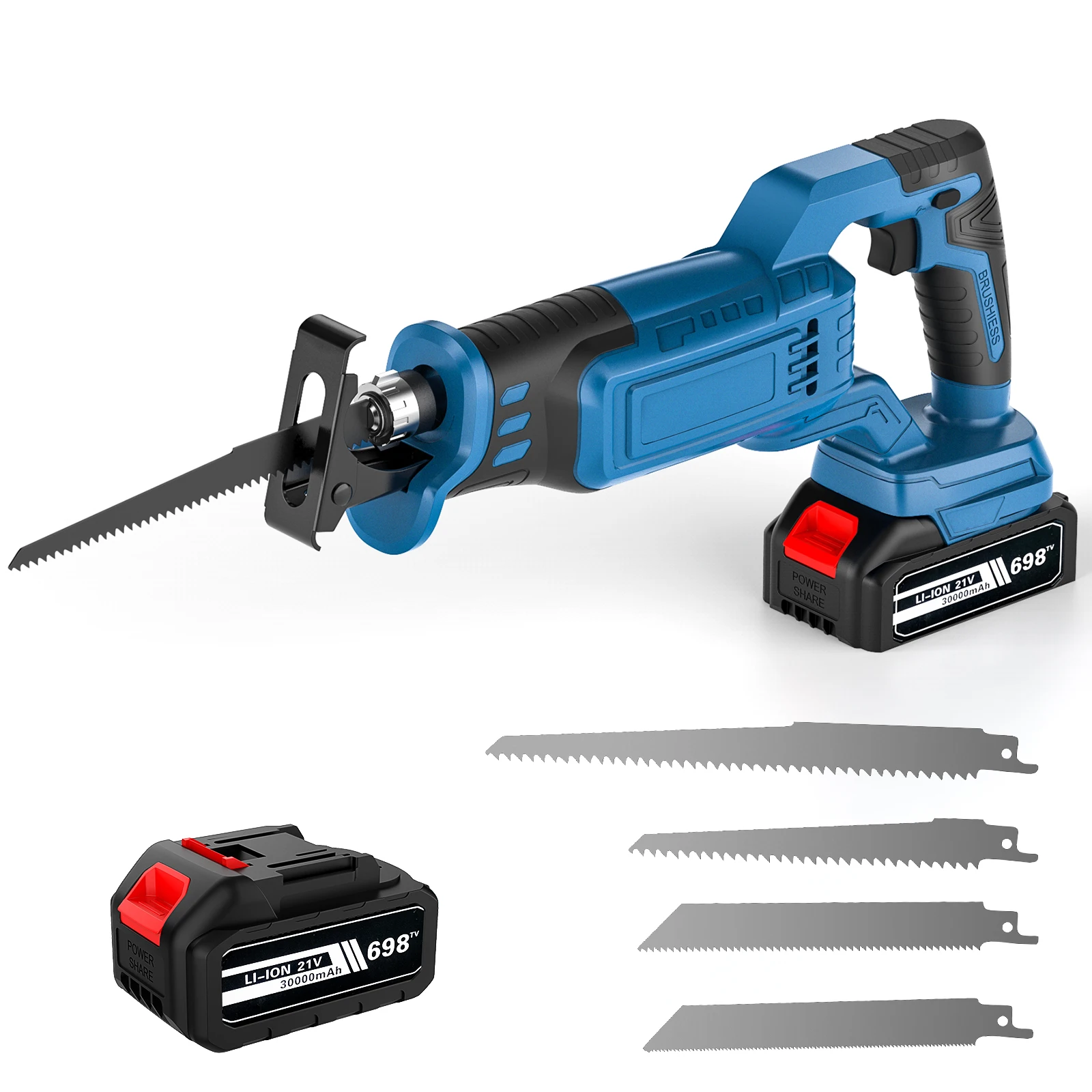 OWJHE Borstelloze Reciprozaag Reciprozaag Draagbare Draadloze Power Tools Met 4 Stuks Zaagbladen Voor Makita 21V Batterij