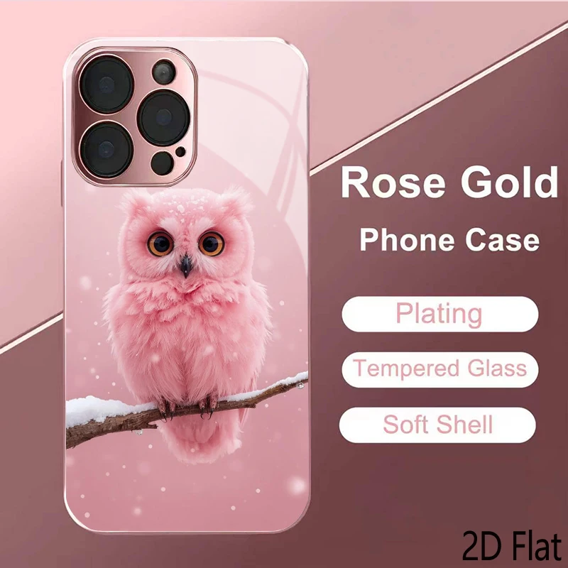 OwlSnow 2DFlat For iPhone17 18 16 15 14 13 12 11 Pro Max XS XR 8 7Plus Phone Cover Shockproof Protective Back Cover