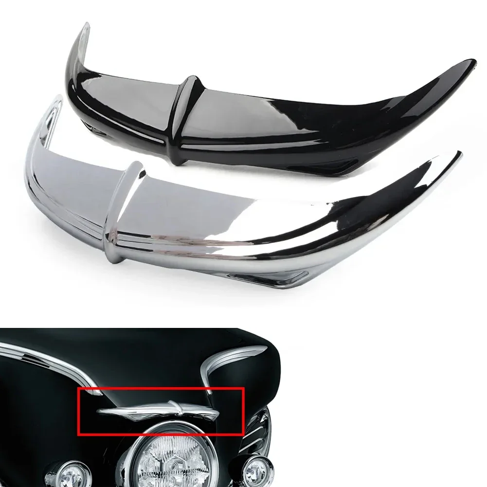 Chromowany/czarny reflektor motocyklowy Batwing Eyebrow Eyelid Fairing Accent Trim dla Harley Electra Street Glides Trikes 1996-2013 — zdjęcie 2