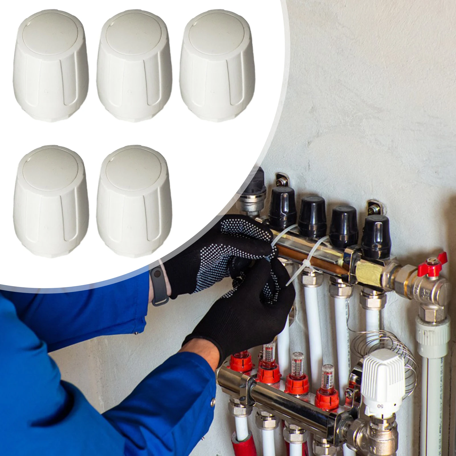 5Pcs Radiator Valve Caps Swivel in adjustable Durable waterproof Direct Replacement for Household Living Room Hotel Winter