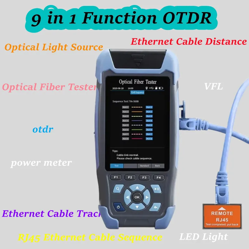 Pro Mini OTDR активный оптоволоконный рефлектометр 980rev с VFL OLS OPM Карта событий 24 дБ для 64 км оптоволоконного кабеля Ethernet-тестер