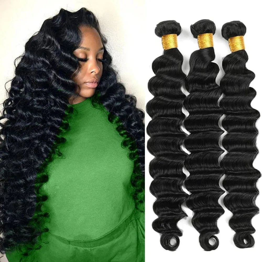 

12 36 Inch Loose Wave 3 4 Bundles Raw Virgin Unprocessed 100% Human Hair Brazilian Loose Deep Wave Human Hair Bundles Extensions