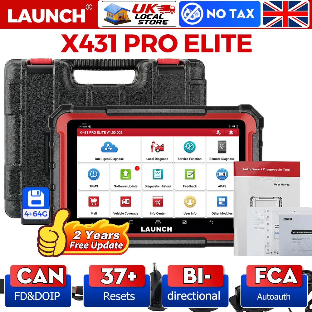 LAUNCH X431 PRO ELITE Автомобильные диагностические инструменты CAN FD DOIP Все системы 31+ Сброс Активный тест Кодирование ЭБУ Автоматический сканер OBD OBD2