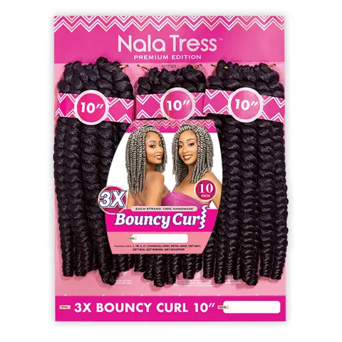 Collezione Janet Trecce sintetiche all'uncinetto Nala Tress 3X Bob Style Bouncy Curl 10"
