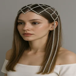 Stonefans Mesh Tassel Headband Headpiece Wedding Head Chain Jewelry for Women Cleopatra Hollow Out Gatsby Hair Accessories Party