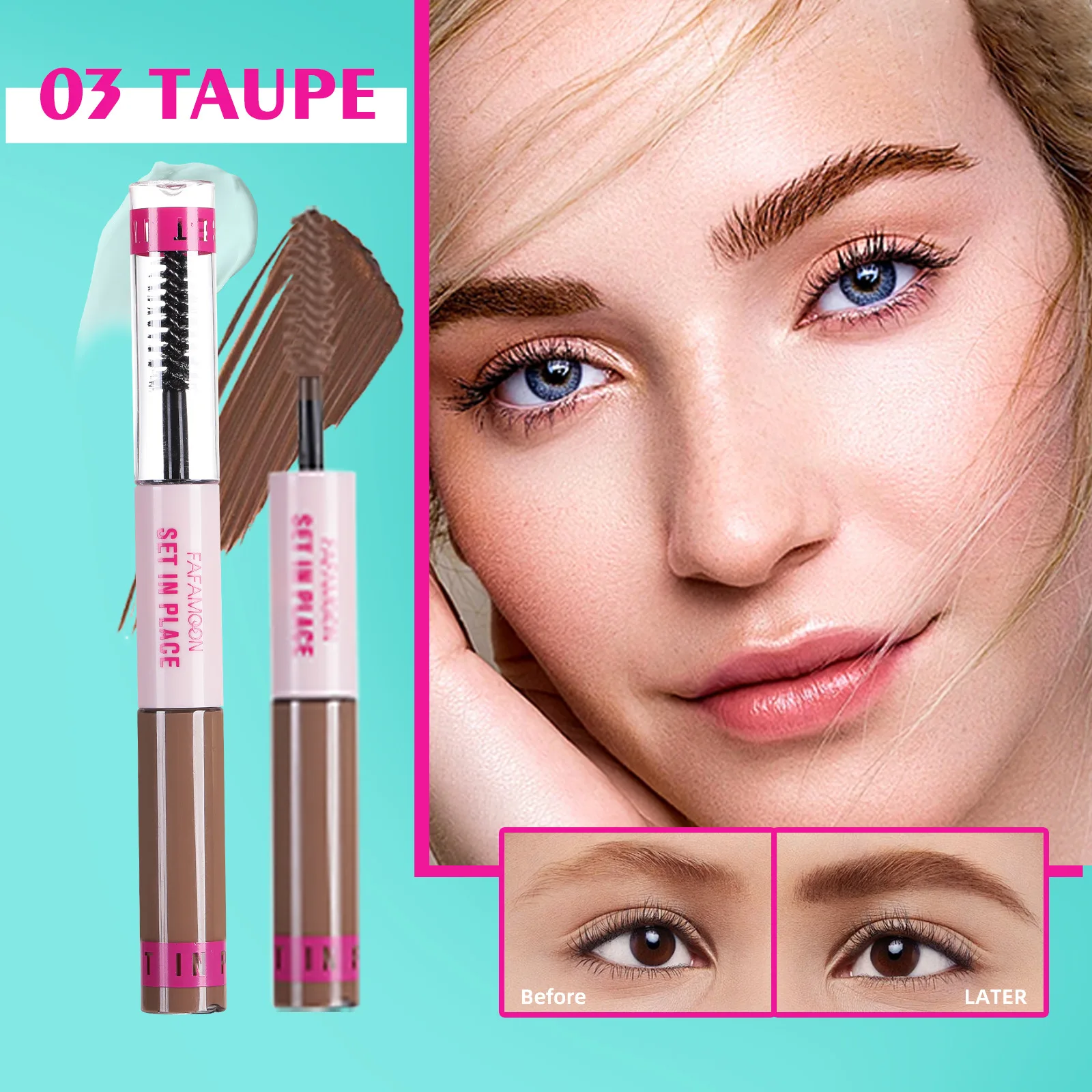 FAFAMOON 3 colores estilo crema para cejas líquido crema para peinar cejas Gel transparente de larga duración crema para cejas de secado rápido