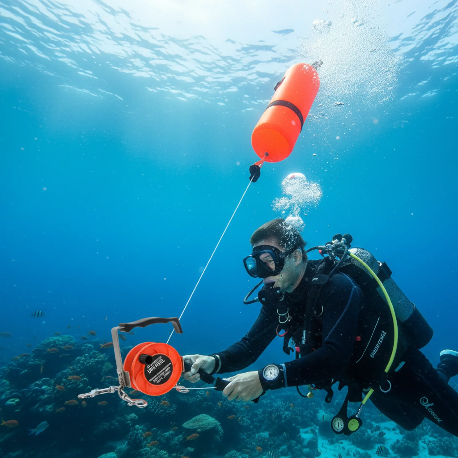 Technical Dive Line Reel with Smooth Rotating Handle Scuba Diving Accessories Secure Guide Rope for Underwater Operations