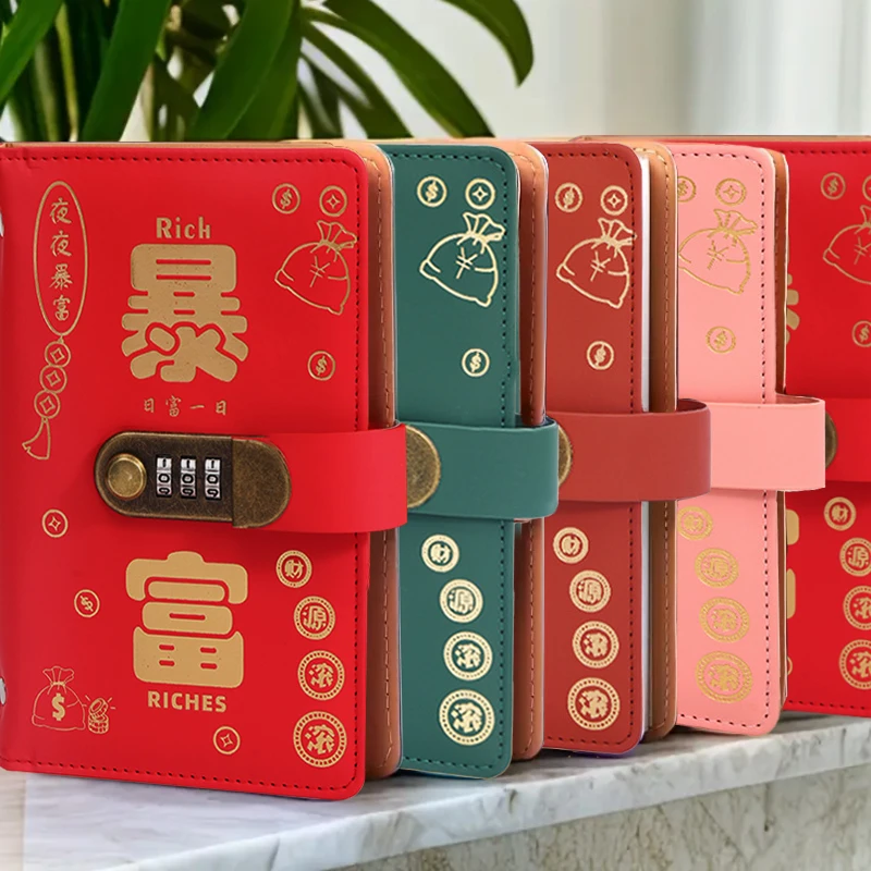 

Книга экономии из искусственной кожи формата А6 с паролем, большая вместимость для книг-вызов, отслеживания бюджета и переплета денежного бюджета