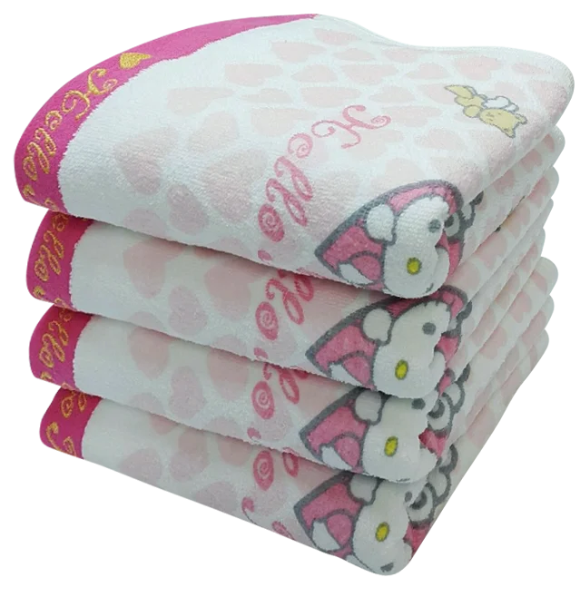 Pc.4/8 Hello Kitty Angel or Yat towel 38cm x 78cm pink blue cute character luxury wash towel