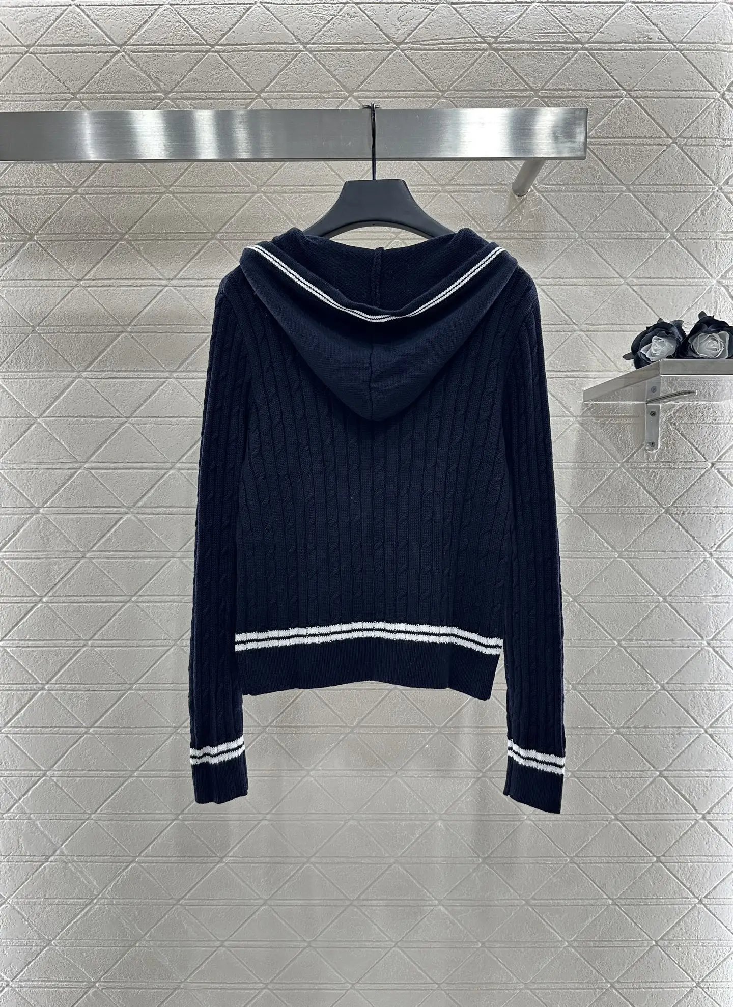 

High quality autumn and winter women's hooded zipper knitted cardigan SU04