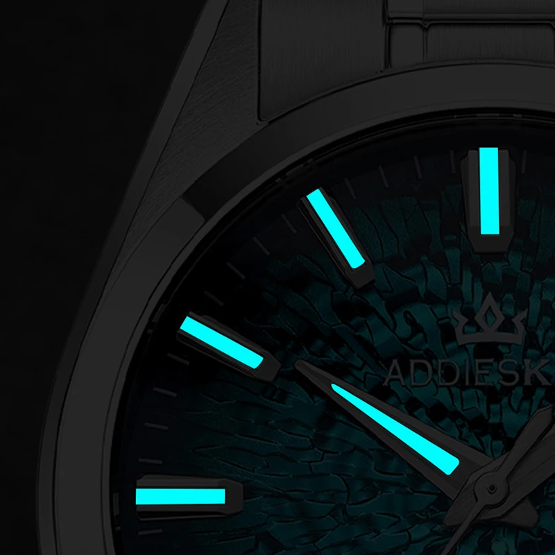 ADDIESKIN K003 Men's Automatic Watch 38mm Ultra-Thin Miyota 9015 Waterproof BGW9 Luminous Steel Bracelet Sports Diver Wristwatch