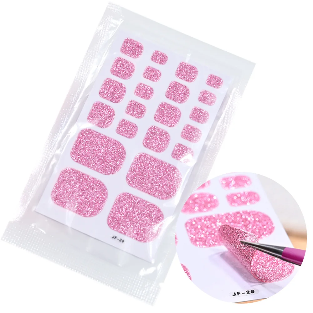 

3 Sets of 22 Solid-Color Toenail Wraps (5 Colors) – Short Square, Waterproof, Self-Adhesive Nail Art Stickers