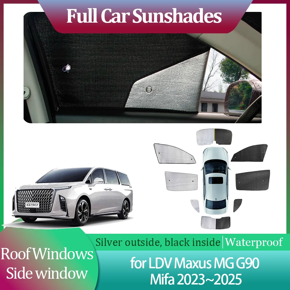 Full Car Sunshades for LDV Maxus MG G90 Mifa 2023~2025 Side Roof Windows Sun Visor Windshield Curtain Sunroof Cover Accessories