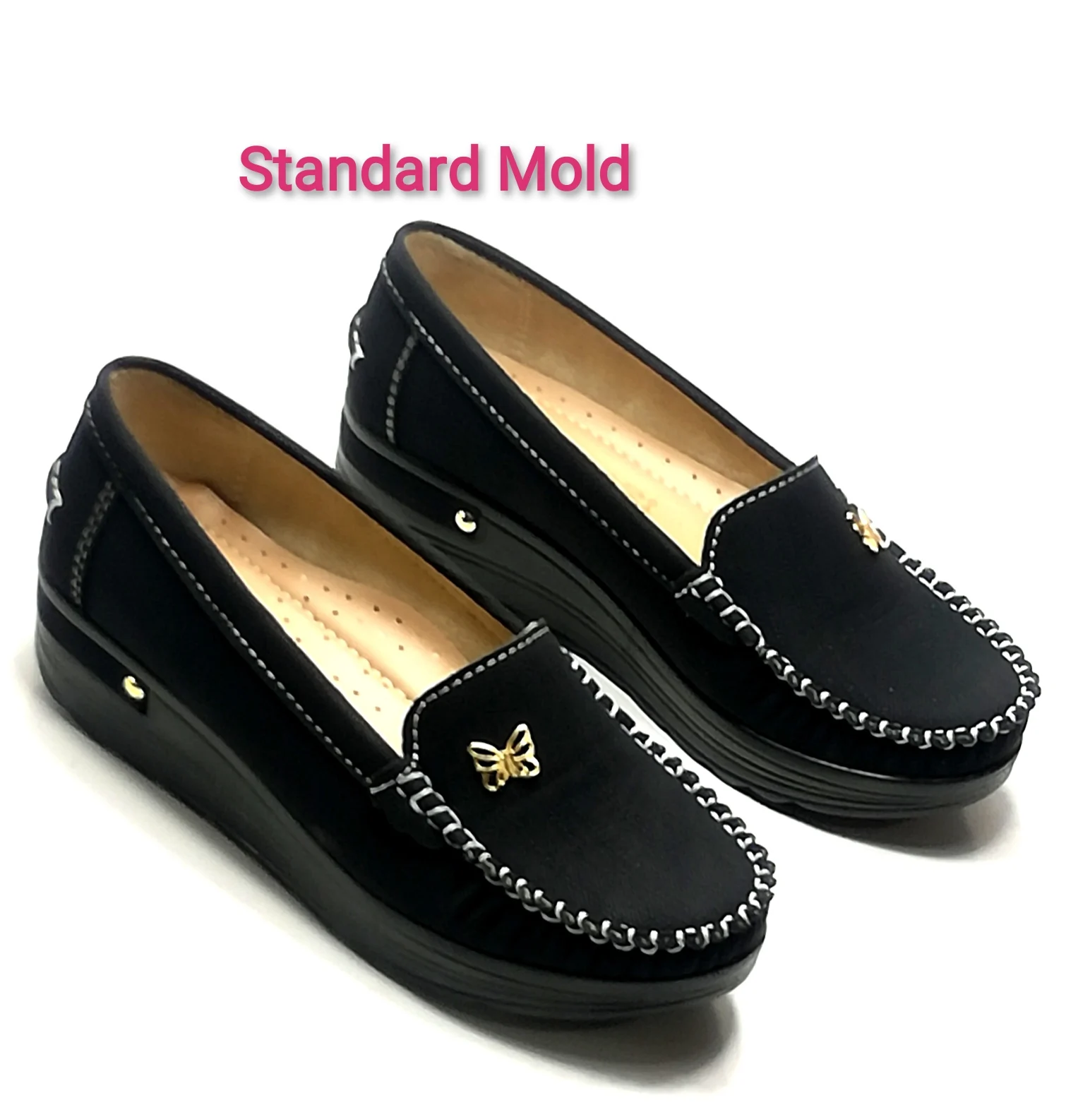 Women's black thick and light sole quality casual shoes 4 cm height luxury shoes standard fit for office and daily use