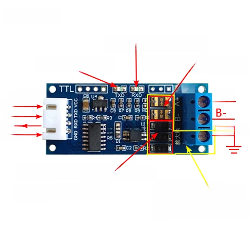 Port szeregowy TTL na moduł płytki konwertera RS485 Sprzętowy moduł konwertera automatycznego sterowania dla mikrokontrolera Arduino — zdjęcie 2
