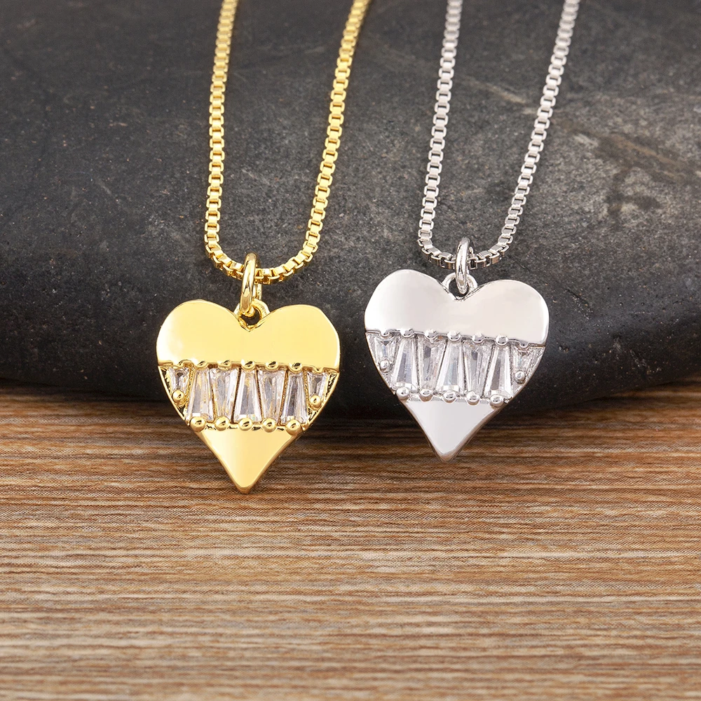 Nidin Classic New Design Heart Shape Zircon Charm Pendant Necklace For Women Male And Female Couples Clavicle Chain Jewelry Gift