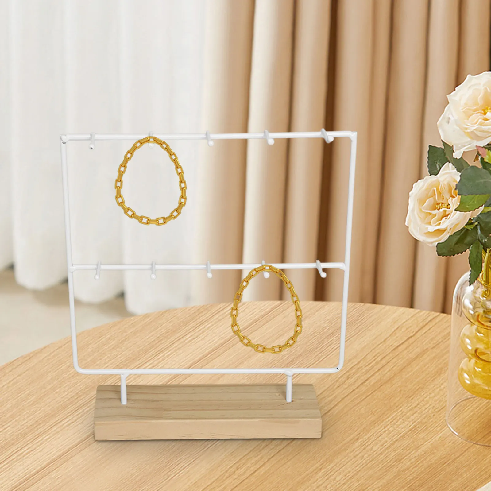 

Jewelry Display Stand with 10 Hooks Earring Card Display Holder for Earring Cards Ring Dangle Bracelet Home Organization