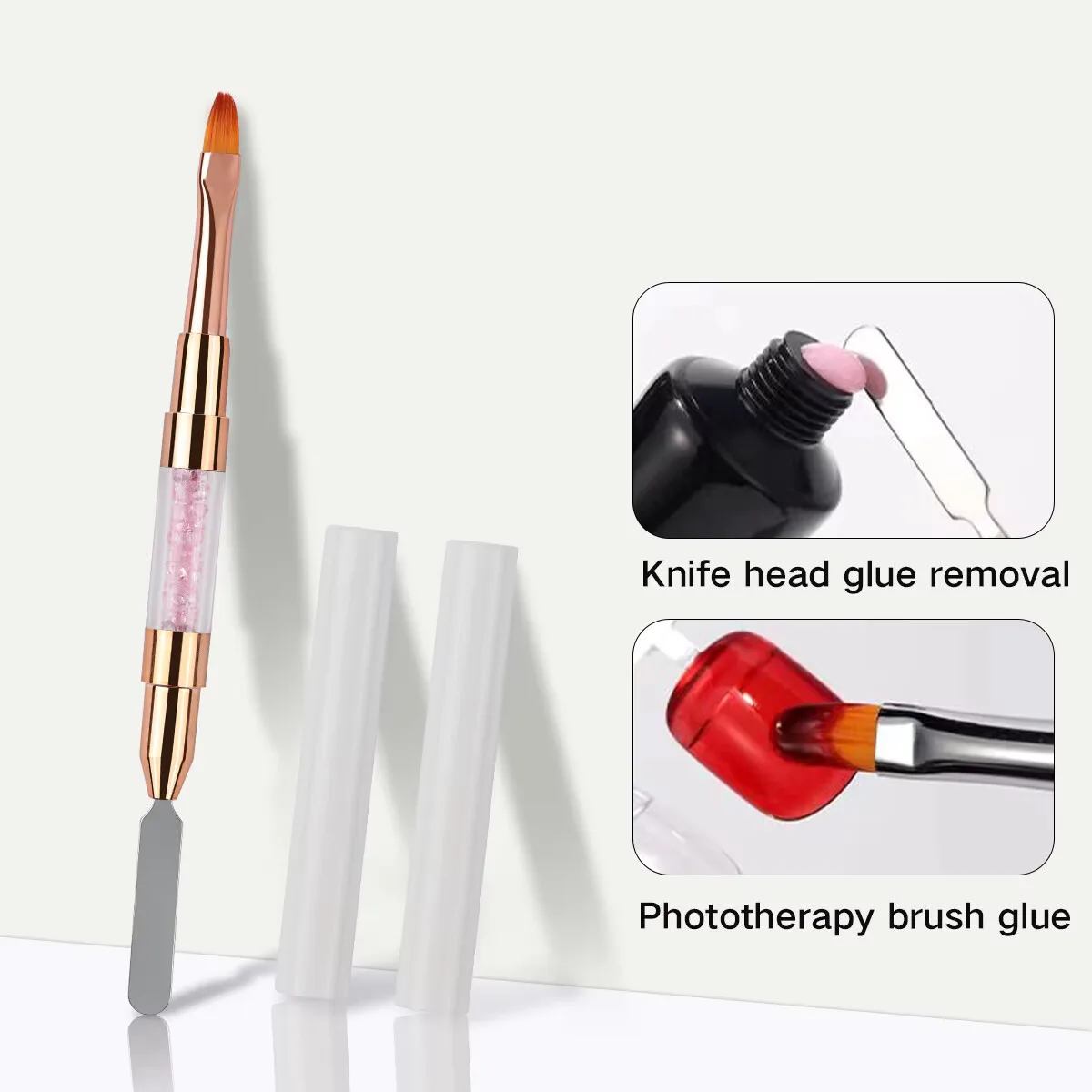 Double-ended nail brush, diamond-filled nail art brush, UV gel nail polish brush, detail pen, dead skin removal nail art tools
