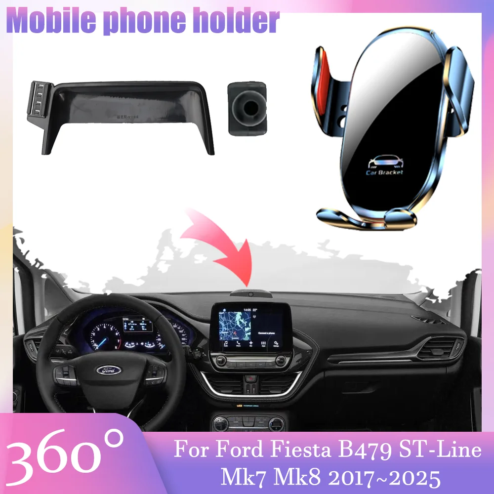 Car Mobile Phone Holder For Ford Fiesta B479 ST-Line Mk7 Mk8 2017~2025 GPS Air Vent Clip Stand Screen Support Base Accessories