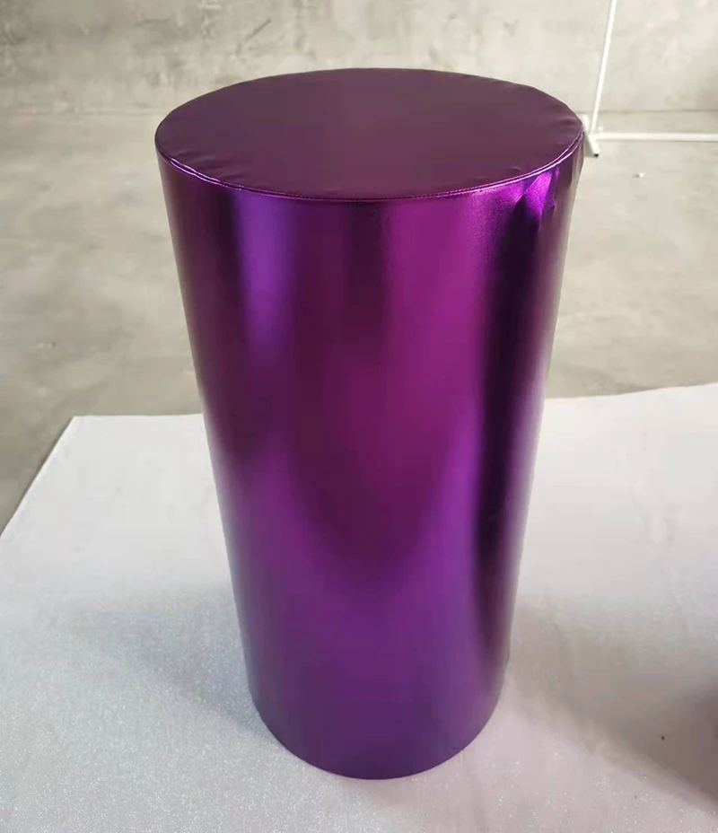 Pink BLack Red Green Purple Blue Grey Solid Plain Metal Gold  Cylinder Column Covers Elastic Polyster Fabric Party Decoration