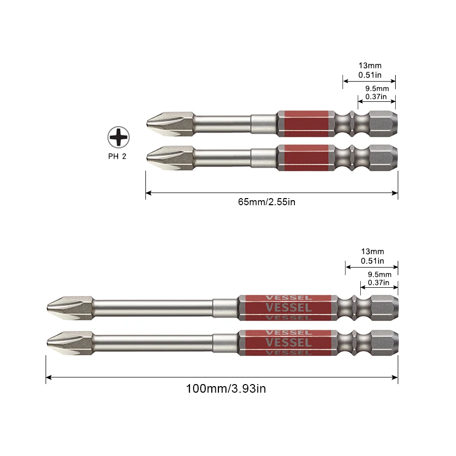 مجموعة لقم مفك مغناطيسي من VESSEL لمسامير فيليبس المشقوقة والعرافة ملحقات أدوات اليد ذات الرأس الواحد سلسلة GS35 #2