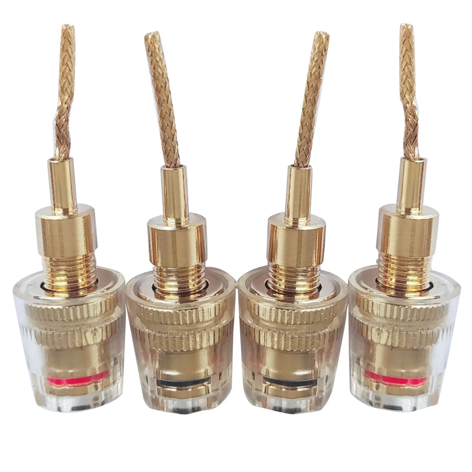 4 sztuki / zestaw 2 mm pin do 4 mm bananowej żeńskiej wtyczki kablowej OFC z czystej miedzi pozłacanej 24K do złącza przewodu HiFI DIY Zaciski głośnikowe — zdjęcie 2