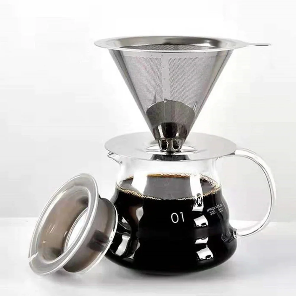 Coador de Inox para Café e Chá, Filtro Reutilizável, Design Pour Over, Seguro, Durável e Prático