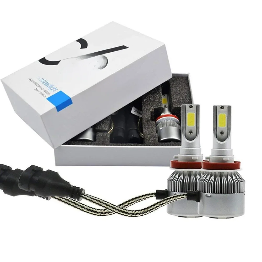 Car Lights C6 2PCS LED H11 H4 Hi/Lo H1 H3 H8 HB1 HB3 HB4 HB5 HIR2 H13 H27 9005 9006 Car Headlight Bulbs 3000K 6000K 8000K COB C6